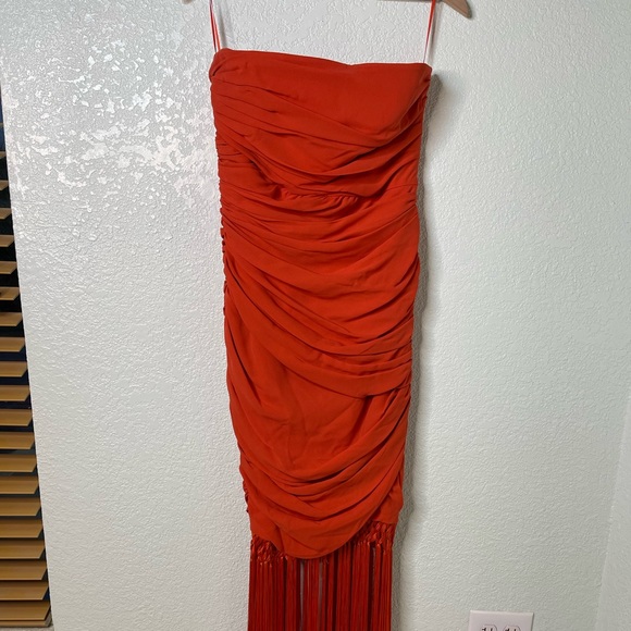 Escada Wedding Guest Dress 100% Silk Cocktail Formal Strapless Orange Size 40 - Picture 2 of 13